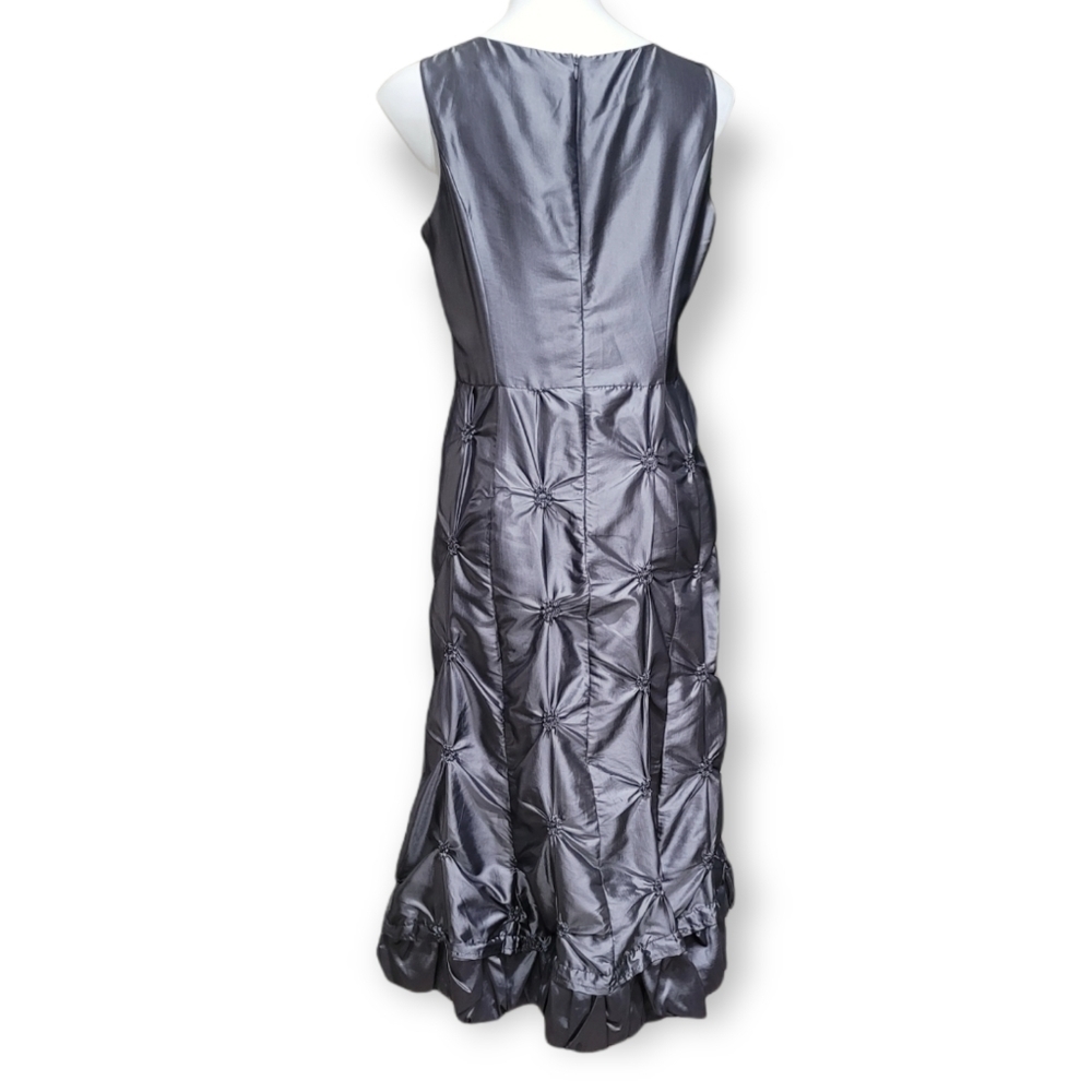 Nubiano Silver Gray Elegant 2-Piece Dress Suit Set Sz 8 Textured Midi Skirt - Picture 3 of 15